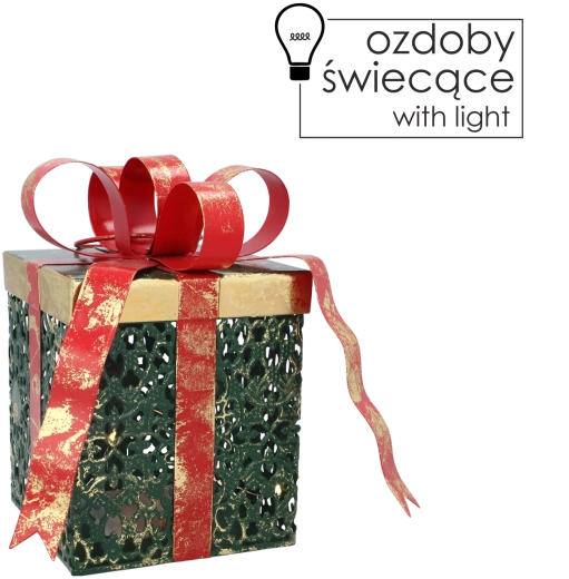Décoration de Noël en métal en forme de cadeau avec éclairage LED