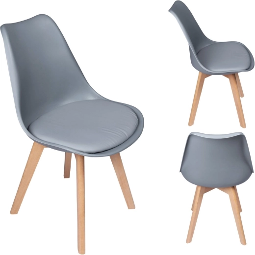 Chaise scandinave avec coussin d’assise grise - 1 pièce