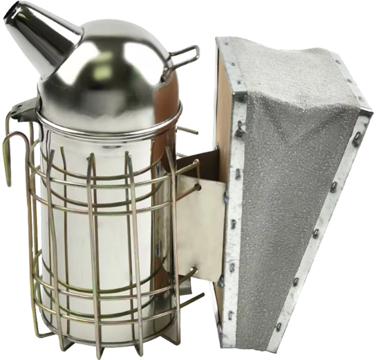 Enfumoir apicole en acier inoxydable 26 cm avec soufflet en cuir