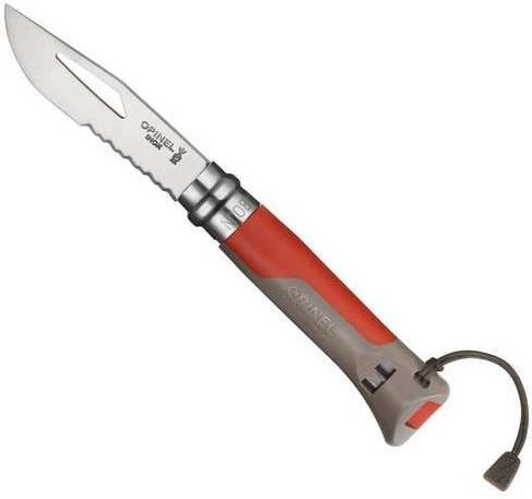Opinel N°08 Outdoor Inox rouge – couteau de poche avec sifflet