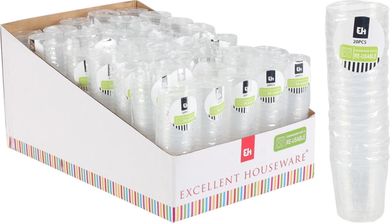 Gobelets doseurs en plastique 30 ml, transparents, lot de 20