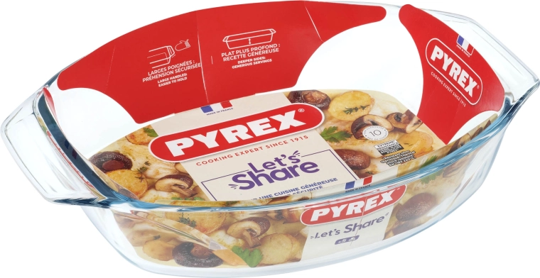 Plat à gratin ovale PYREX 35 × 24 cm en verre borosilicate