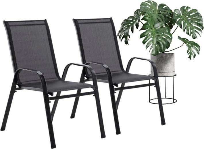 Ensemble de 2 chaises de jardin modernes en métal – noir
