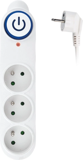 Solight protection contre les surtensions avec rallonge, 3 prises, 1,5 m, blanche