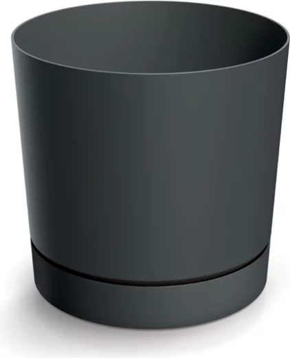Cache-pot avec soucoupe TUBOS P, gris foncé, 33,8 × 32,6 cm