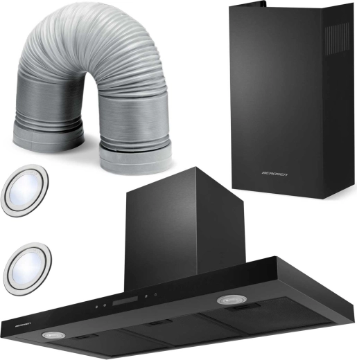 Hotte cheminée 90 cm noire Berdsen