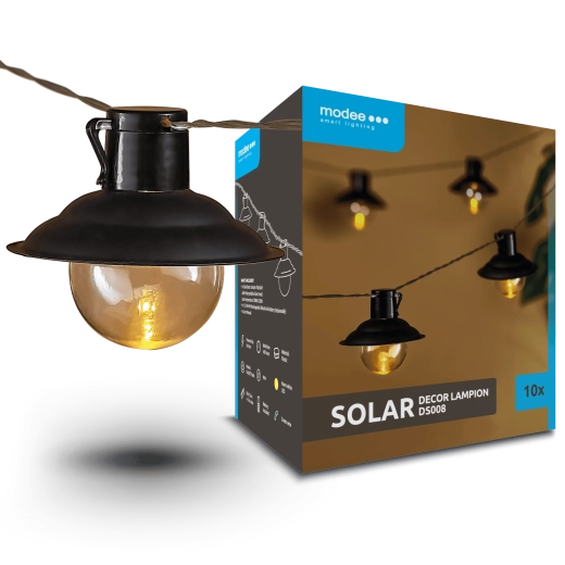 Guirlande solaire LED de jardin Modee avec lampions, 4,7 m, 10 pièces