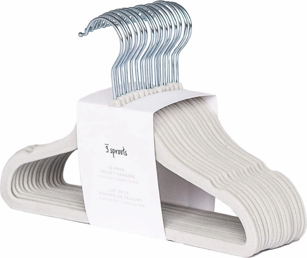 3 Sprouts cintres pour enfants en velours 15 pcs gris