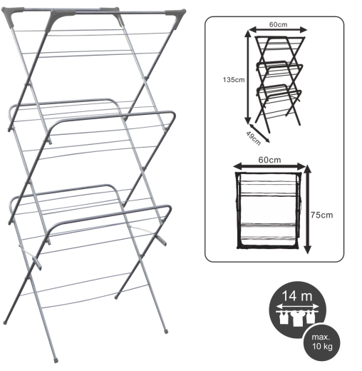 Sèche-linge à linge à trois niveaux Camilla, pliable