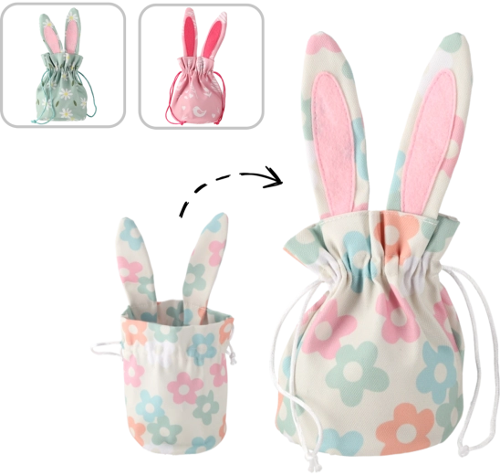 Panier de Pâques avec oreilles de lapin 15,5 × 26 cm