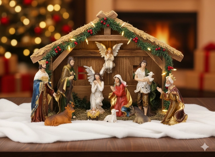 Ensemble de figurines de Noël pour crèche, 11 pièces, hauteur jusqu’à 21 cm