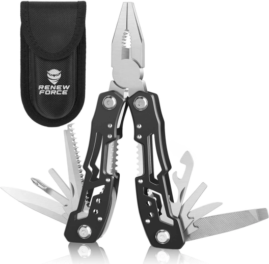 Multitool 14 en 1 RENEW FORCE en acier inoxydable avec verrouillage et étui