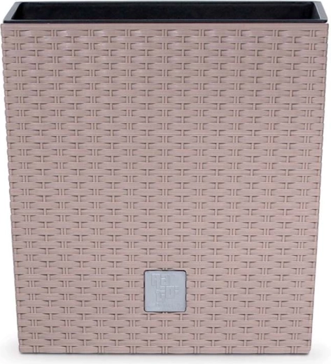 Pot de fleurs en plastique Rato Low avec insert, mocca, 22,8 cm