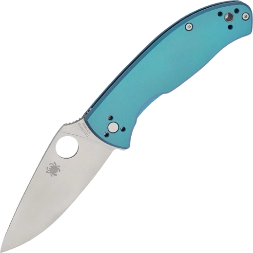 Couteau de poche Spyderco Tenacious Blue, manche en titane, lame satin 8,5 cm