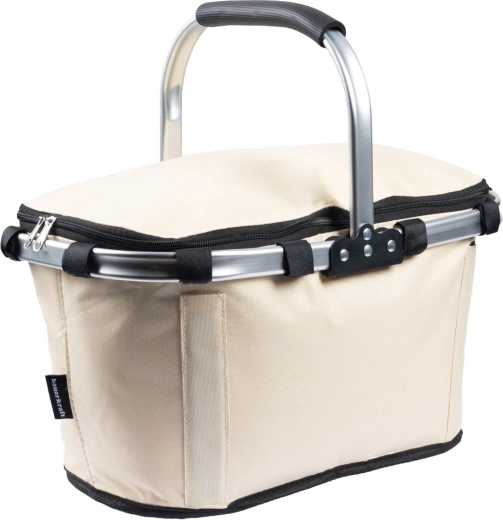 Panier isotherme pliable pour pique-nique et courses avec une anse, imperméable, beige