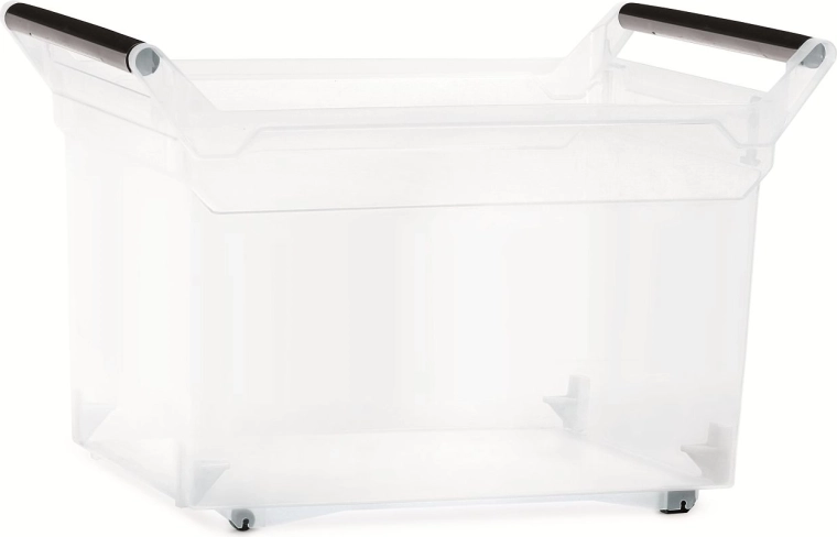 Boîte de rangement en plastique NUK 49 l avec roulettes, transparente