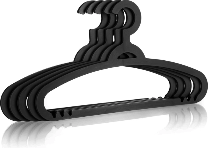 Cintres en plastique pour vêtements, noir, lot de 5 pièces