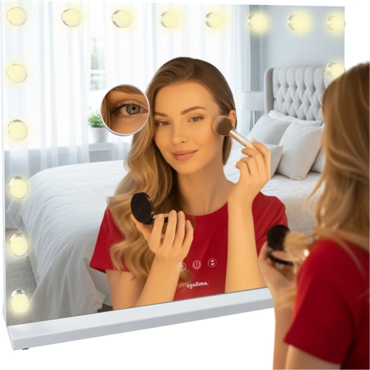 Miroir cosmétique avec éclairage LED Soulima 80 × 62 cm