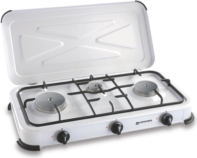 Réchaud au propane-butane (PB) avec 3 brûleurs et couvercle - 1 pièce
