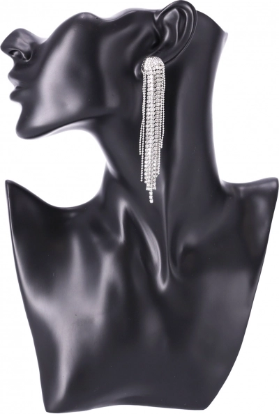 Longues boucles d'oreilles avec cristaux de Swarovski - argentées