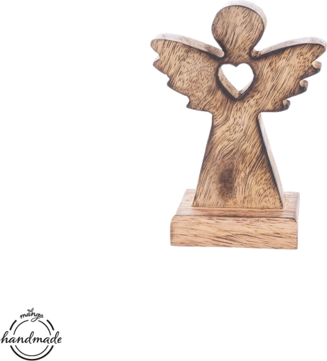 Ange en bois avec cœur en bois de manguier 11,5 cm