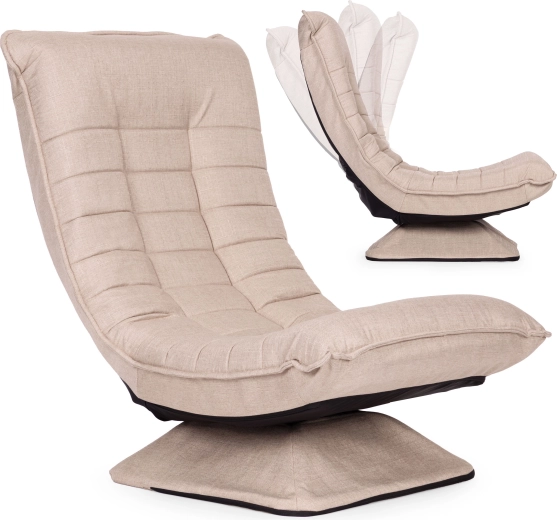 Fauteuil lounge pivotant et inclinable pour salon, beige, ModernHome