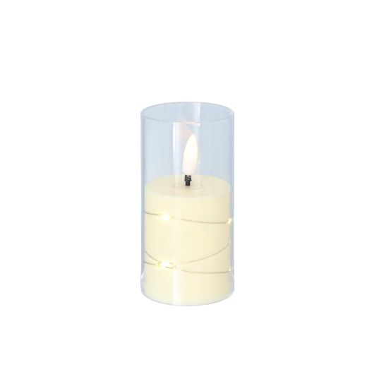 Bougie LED à effet laiteux dans un cylindre transparent 5,3 × 10,5 cm