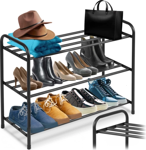 Étagère à chaussures métallique Massido à trois niveaux