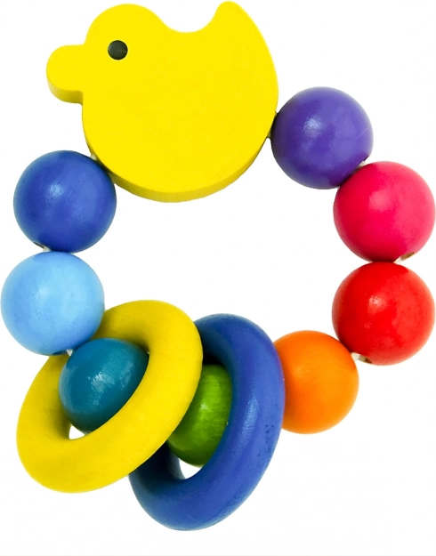 Detoa caneton avec anneaux – hochet en bois pour bébés