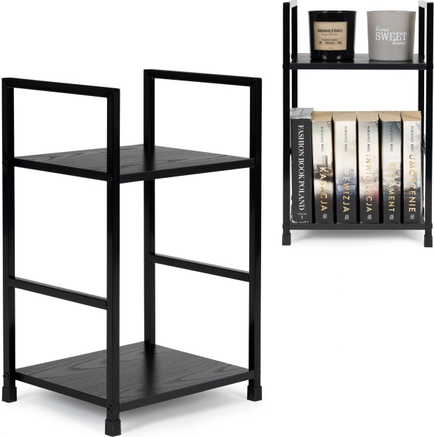 Étagère noire moderne avec 2 tablettes ModernHome