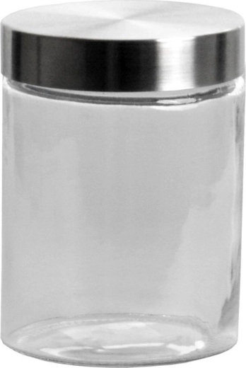 Bocal rond en verre 1,3 l avec couvercle en inox