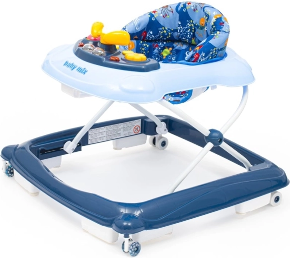 Youpala pour enfants BABY MIX avec volant et roulettes en silicone, bleu foncé