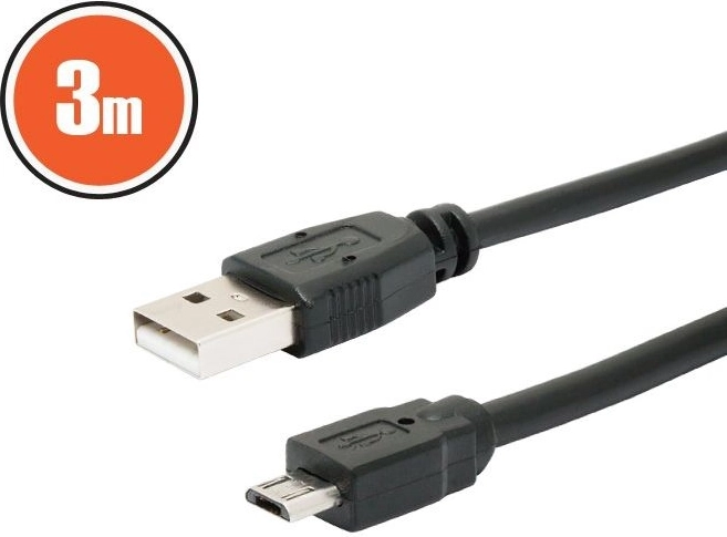 Câble USB 2.0 A–micro B, 3 m, noir