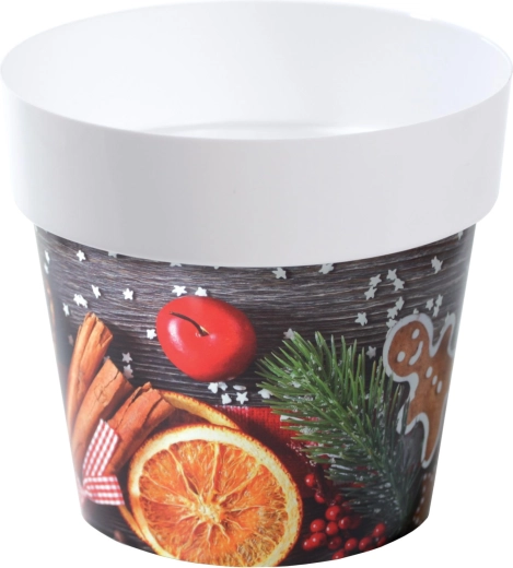 Cache-pot avec imprimé, en plastique, diamètre 16 cm, motif S3