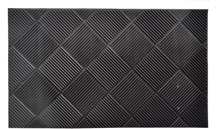 Paillasson en caoutchouc 45 × 75 cm – losanges, noir