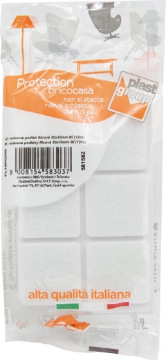 Patins en feutre autocollants pour meubles 30 × 30 mm, blanc (12 pcs)