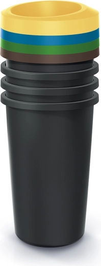 Ensemble de poubelles de recyclage Compacta R Drop, 4×35 l, noir, en plastique recyclé