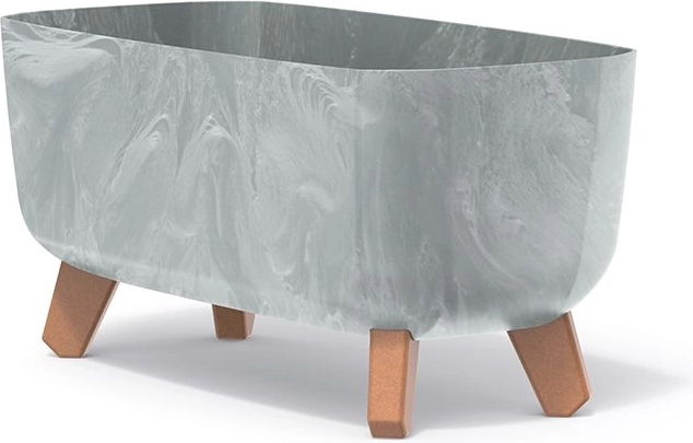 Jardinière ovale effet béton sur pieds, gris