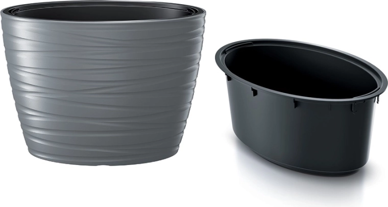 Jardinière ovale avec insert MAZE 58,5 cm – pierre grise