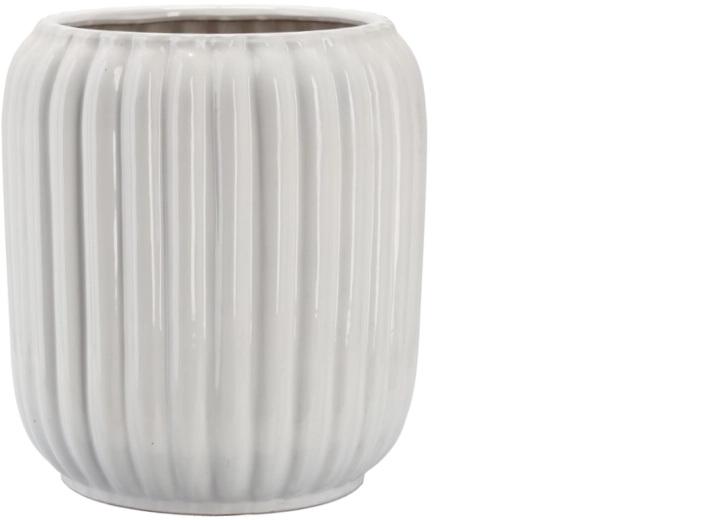 Cache-pot en céramique avec motif en relief 28 × 28 × 40,5 cm blanc