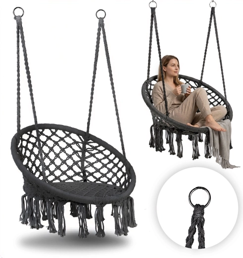 Fauteuil suspendu boho pour jardin, gris, MultiGarden