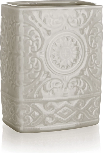 Gobelet en céramique pour brosses à dents gris‑beige