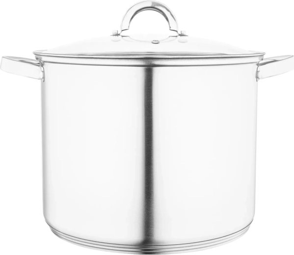 Marmite haute Fabio en acier inoxydable avec couvercle en verre 28 cm, 12,5 l