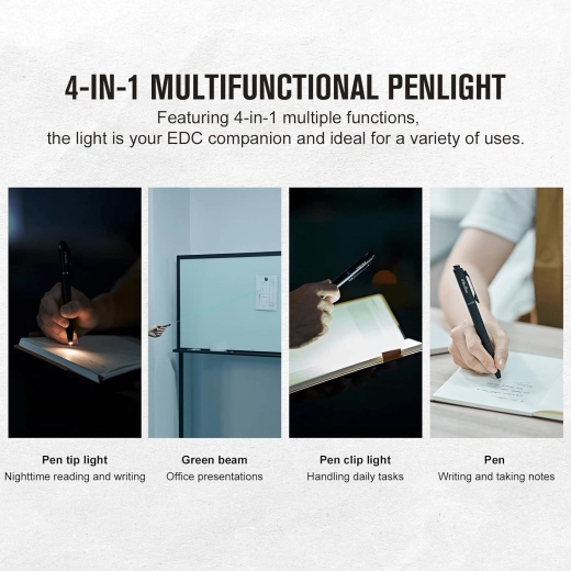 Olight O'Pen Glow stylo EDC 4‑en‑1 avec LED et laser vert