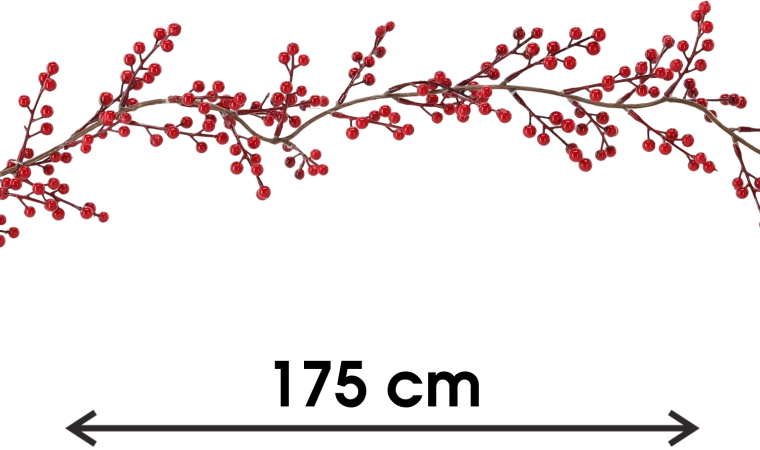 Guirlande de Noël 175 cm avec sorbier (baies rouges) - 1 pièce