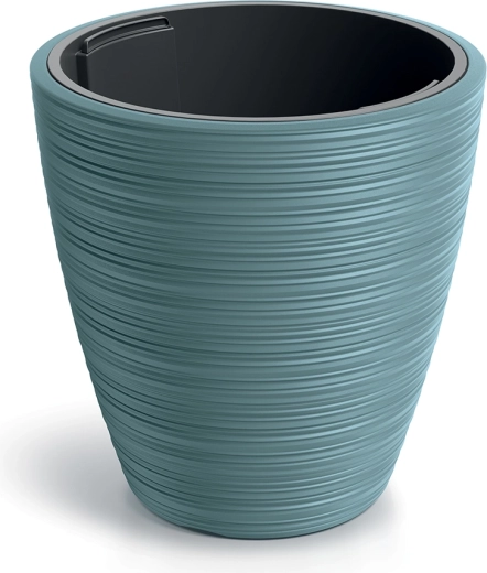 Cache-pot Vena Round 30 cm bleu scandinave avec insert intérieur