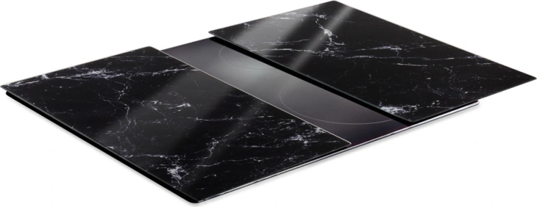 Vilde planches à découper en verre et couvercle de plaque de cuisson marbre noir 60 × 52 cm, 2 pcs