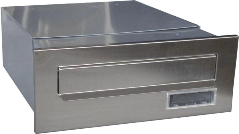 Boîte aux lettres à encastrer dans un pilier en acier inoxydable 320–540 × 250 × 110 mm