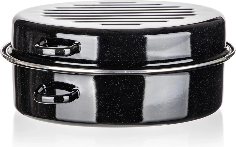 Rôtissoire ovale émaillée 38 × 23,5 × 17 cm 2 pièces CULINARIA Black BANQUET