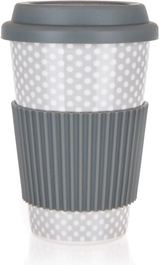 Tasse de voyage en céramique avec couvercle 400 ml gris